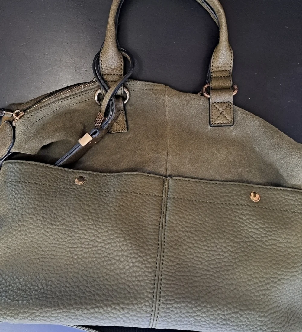 NWOT Pebbled Olive Green London Satchel